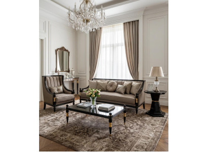 Wohnzimmer set 3-Sitzer Sofa Sessel Couchtisch Beistelltisch Beige