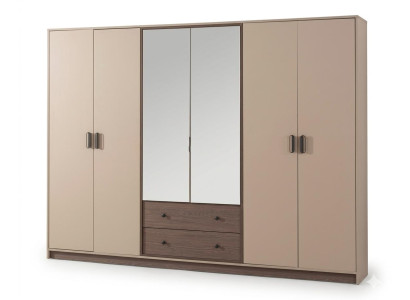 Beiger Kleiderschrank mit Spiegel Kleiderschrank großer Schrank