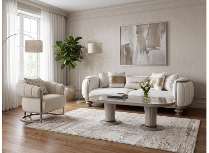 Wohnzimmer set 3-Sitzer Sofa Sessel Couchtisch Weiß Modern Elegant