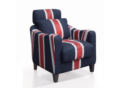 Union Jack Sessel Dunkelblau Stoff Retro British Style Polstersessel