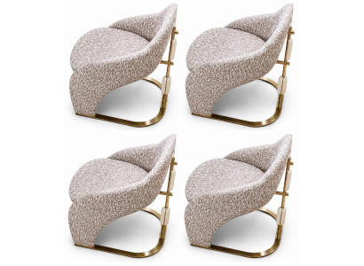 4x Stühle Modern Stil Gemütlich Cremefarben Esszimmerstuhl