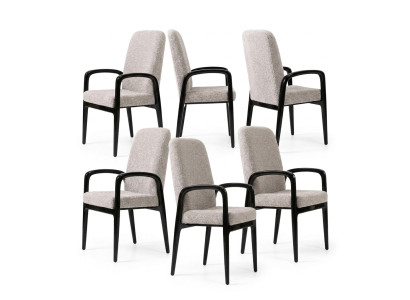 Beige Textil Stühle 6er Set Polsterung Esszimmer Küchenstuhl Modern