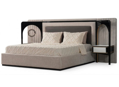 Beige Bett Nachttische Schlafzimmer Set Modern Komfortabel Design