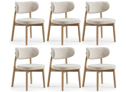 6x Stuhl Esszimmerstuhl Polsterstuhl Beige Luxus Modern Design