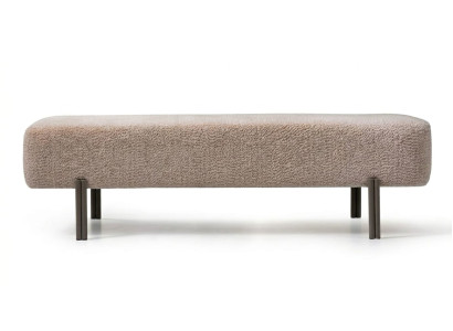 Bank Beige Textil Holz Modern Sitzbank Gepolstert Einfarbig Komfort