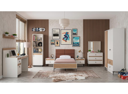 Weißes Jugendzimmer Bett Kleiderschrank Kommode Nachttische Schreibtisch