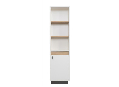 Weiß-braunes Bücherregal schmaler Holzschrank modern Jugendzimmer