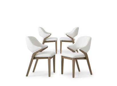 4x Stühle Weiß Textil Holz Modern Gepolstert Einfarbig Esszimmer Komfort