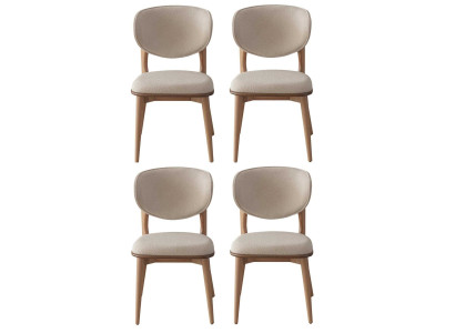 4x Stühle Beige Textil Holz Modernes Design Elegant Komfort Esszimmer