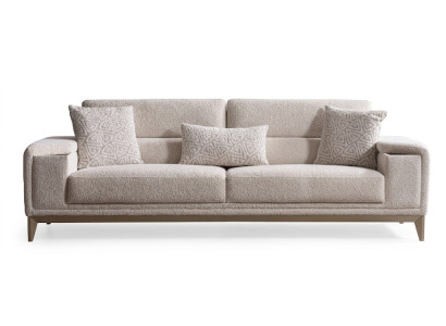 Beige 3-Sitzer Textil Holz Modern Zeitgenössisch Einfarbig Polsterung Komfort