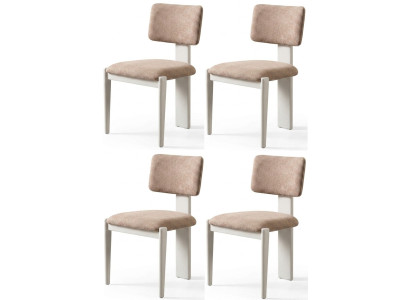 4er Set Esszimmerstuhl Polster Stuhl Lehnstuhl Beige Holz Modern