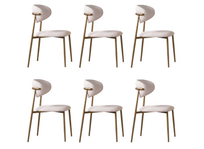 Beige 6x Stühle Textil Edelstahl Modern Einfarbig Esszimmer Stuhlset