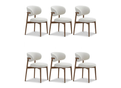 6x Weiße Esszimmerstühle Holz Textil Modern Esszimmer Set Stühle Luxus