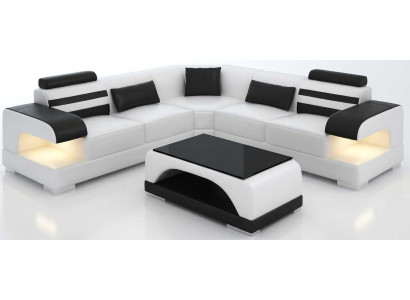 Weiße Wohnlandschaft L Form Glastisch Modern Luxus Eckcouch Sofaset