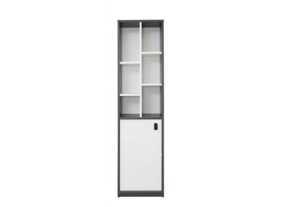 Weiß-braunes Bücherregal praktisch schmaler Schrank Regale Jugendzimmer