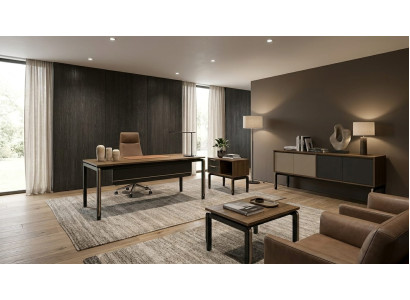 Beige Bürogarnitur Computertisch Cheftisch Kommode Sideboard