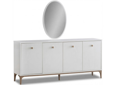 Weißer Sideboard Spiegel Esszimmer Holz Glas Modern Elegant Design