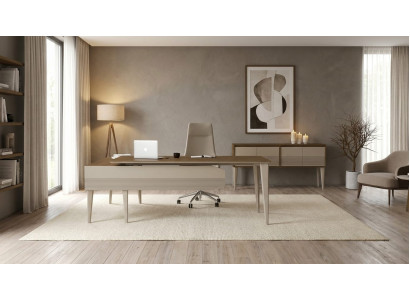 Beige Arbeitszimmer Garnitur Stilvoller Schreibtisch Holz Sideboard