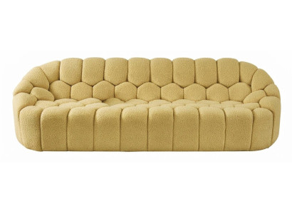 3-Sitzer Sofa Gelb Modern Boucle Optik Polstermöbel Design Elegant