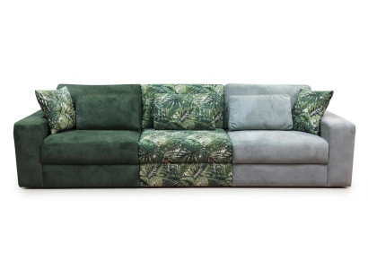 3-Sitzer Sofa Grün Grau Modern Blätter Muster Polstermöbel Elegant