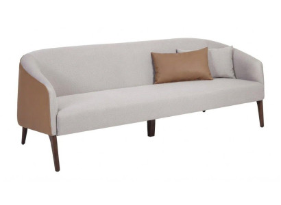 3-Sitzer Sofa Beige Modern Polstersofa Holzfüße Elegantes Design Braun