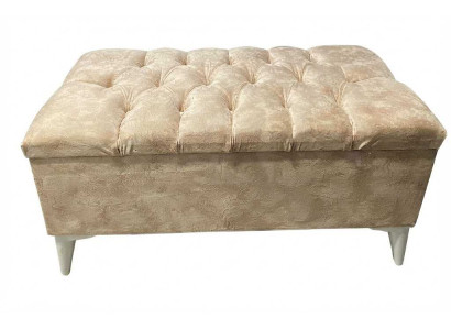 Beige Polsterbank Sitzbank Stoffbank Esszimmer Flur Holzbeine Modern 160cm