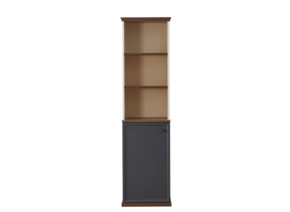 Beige-graues Bücherregal Regalböden Holz schmaler Schrank modern Jugendzimmer