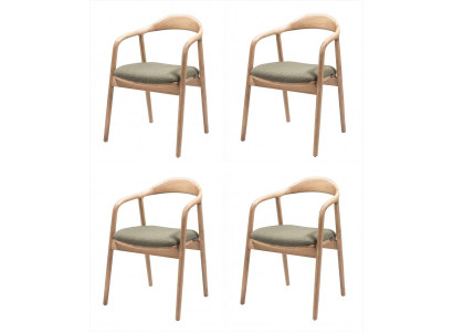 4 Esszimmerstühle Holz Grün Armlehnen Polstersitz Modern Design Textil