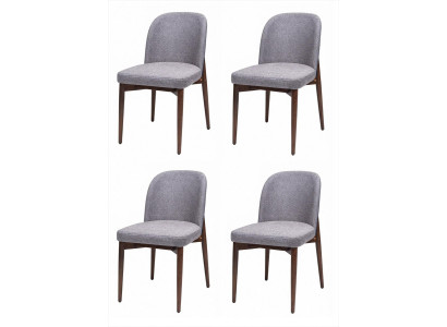 4 Esszimmerstühle Grau Stoff Holzgestell Gepolstert Modern Elegant