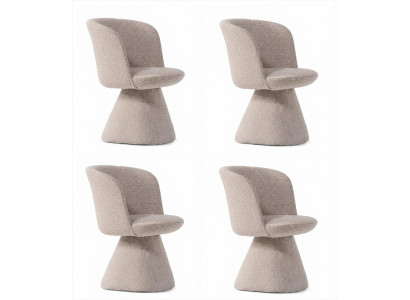 4x Esszimmerstuhl Beige Bouclé Polsterstuhl Armlehnen Modern Luxury