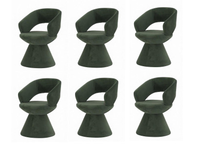 6x Esszimmerstuhl Dunkelgrün Samt Polsterstuhl Armlehnen Modern Luxury