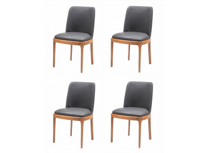 4er Set Esszimmerstühle Dunkelgrau Gepolstert Holz Modern Elegant