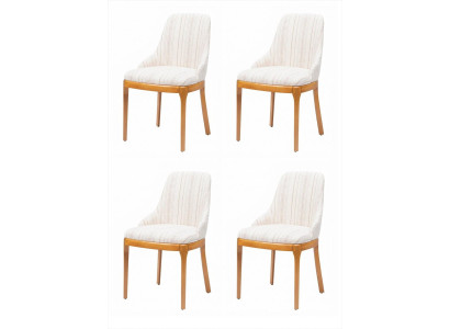 4 Esszimmerstühle Beige Gepolstert Holz Modern Elegantes Design Textil