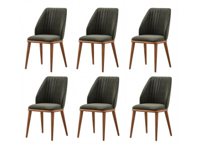 6 Esszimmerstühle Grün Gepolstert Textil Holzbeine Modern Elegant