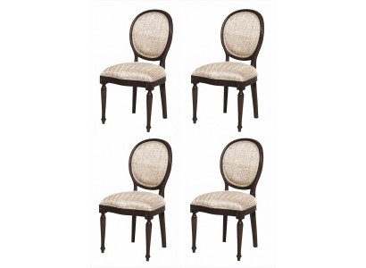 4 Esszimmerstühle Beige Gepolstert Klassisch Rückenlehne Elegantes