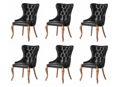 6x Esszimmerstuhl Schwarz Chesterfield Polsterstuhl Elegantes Design