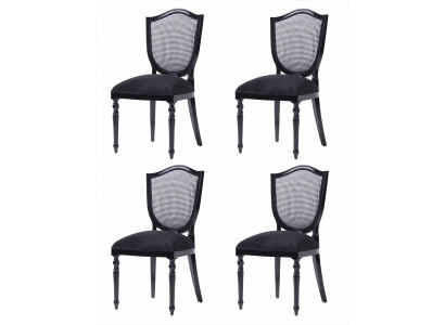 4x Esszimmerstuhl Schwarz Polsterstuhl Hahnentritt Klassisch Elegant