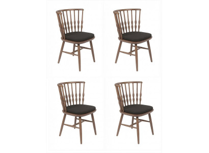 4 Esszimmerstühle Braun Schwarz Gepolstert Holz Retro Elegantes Design