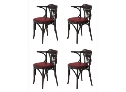 4 Esszimmerstühle Dunkelbraun Bordeaux Gepolstert Klassisch Vintage