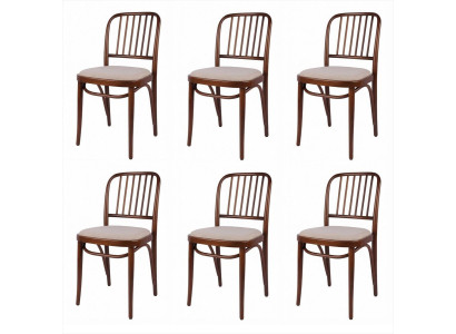 6 Esszimmerstühle Beige Gepolstert Holz Klassisch Vintage Retro Design