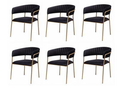 6 Esszimmerstühle Schwarz Gepolstert Armlehnen Metall Modern Elegant