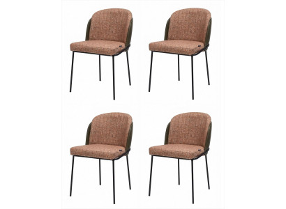 4 Esszimmerstühle Dunkelbraun Gepolstert Metallgestell Modern Vintage