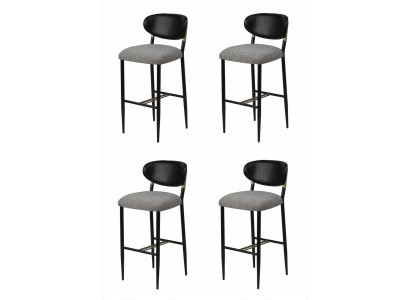 4x Barhocker Grau Schwarz Gold Gepolstert Metall Modern Design Küche