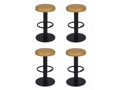 4x Barhocker Set Braun Schwarz Metall Barstuhl Gastronomie Modern