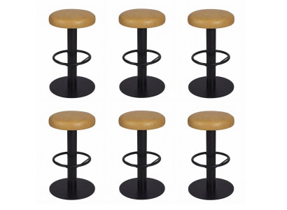6x Barhocker Set Braun Schwarz Metall Barstuhl Gastronomie Modern