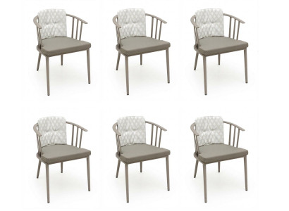 6x Stühle Grau Modern Textil Metall Esszimmer Küche Lounge Sitzmöbel