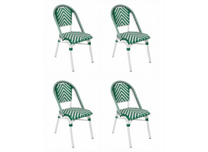 4x Moderne Stühle Grün Weiß Textil Esszimmerstuhl Set Polsterstuhl