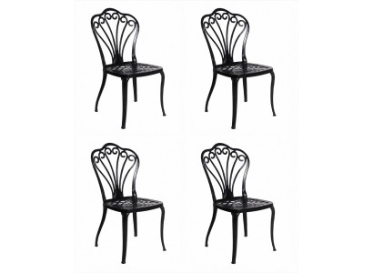 4x Moderne Metallstühle Schwarz Esszimmerstuhl Gartenstuhl Design Set