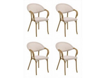 4x Stühle Beige Polypropylen Textil Esszimmerstuhl Küchenstuhl Modern