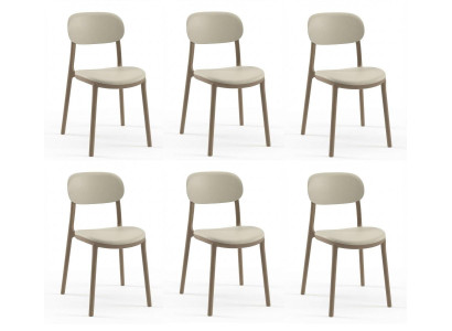 6x Stühle Beige Polypropylen Esszimmerstuhl Küchenstuhl Modern Design